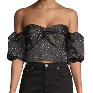 AMUR Olena Polka Dot Top - Black